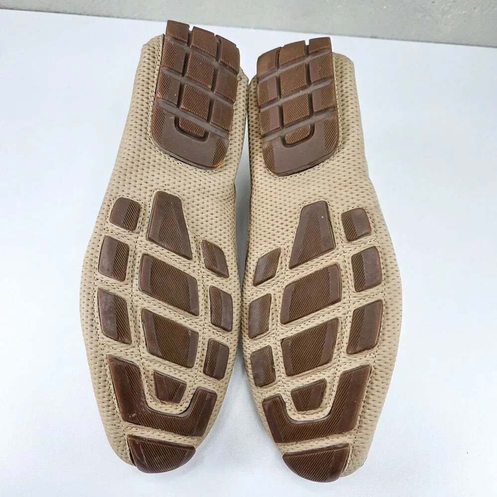 Donald Pliner Dorion03 Tan Perforated Leather Bit Driver Loafers Sz 7.5